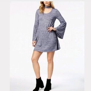 NWT KENSIE Marled heather blue mini dress w choker